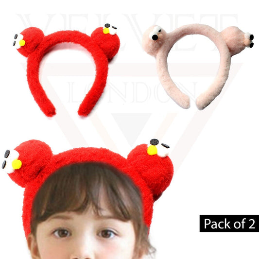 2x Fur Headbands   Hair Band Red Pink Pom Pom Soft Hair Hoop For Baby Girl Women