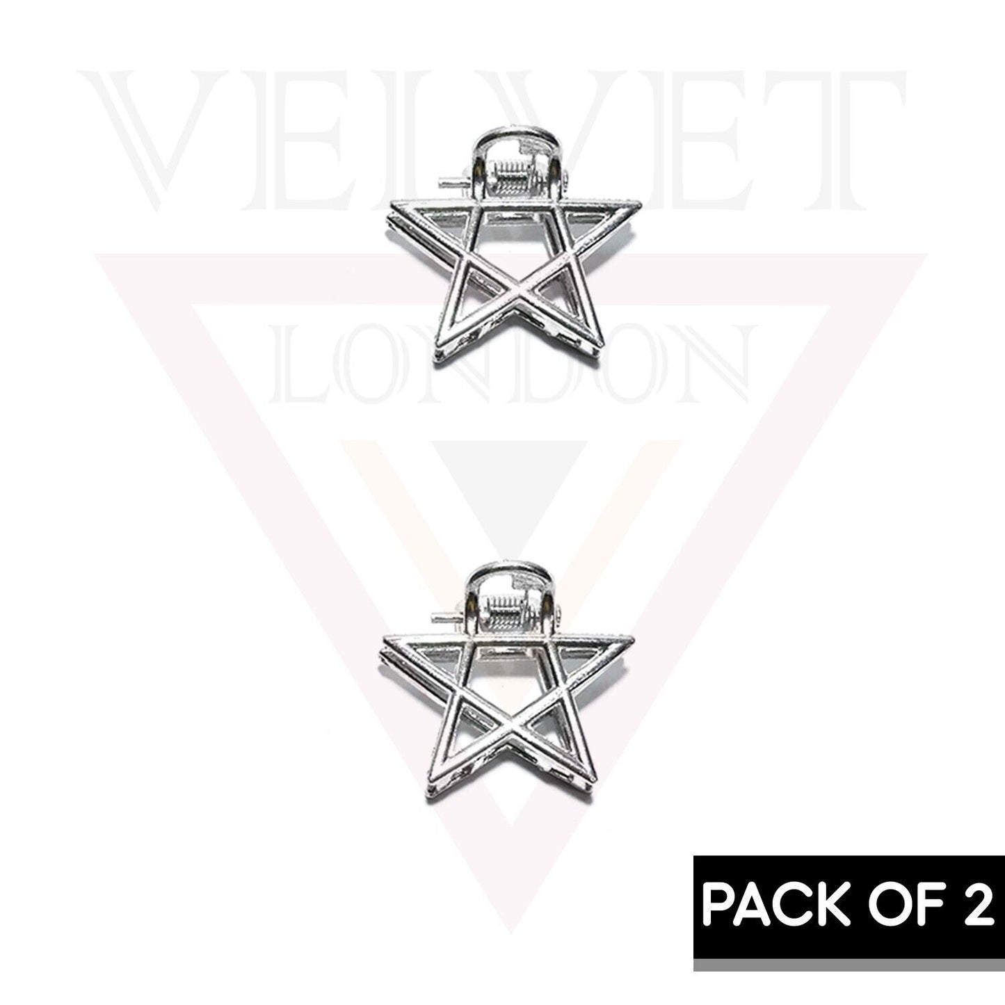 2x Metal Hair Claw Silver Star Clips Non-Slip Tiny Hair Jaw Clamp Accessories