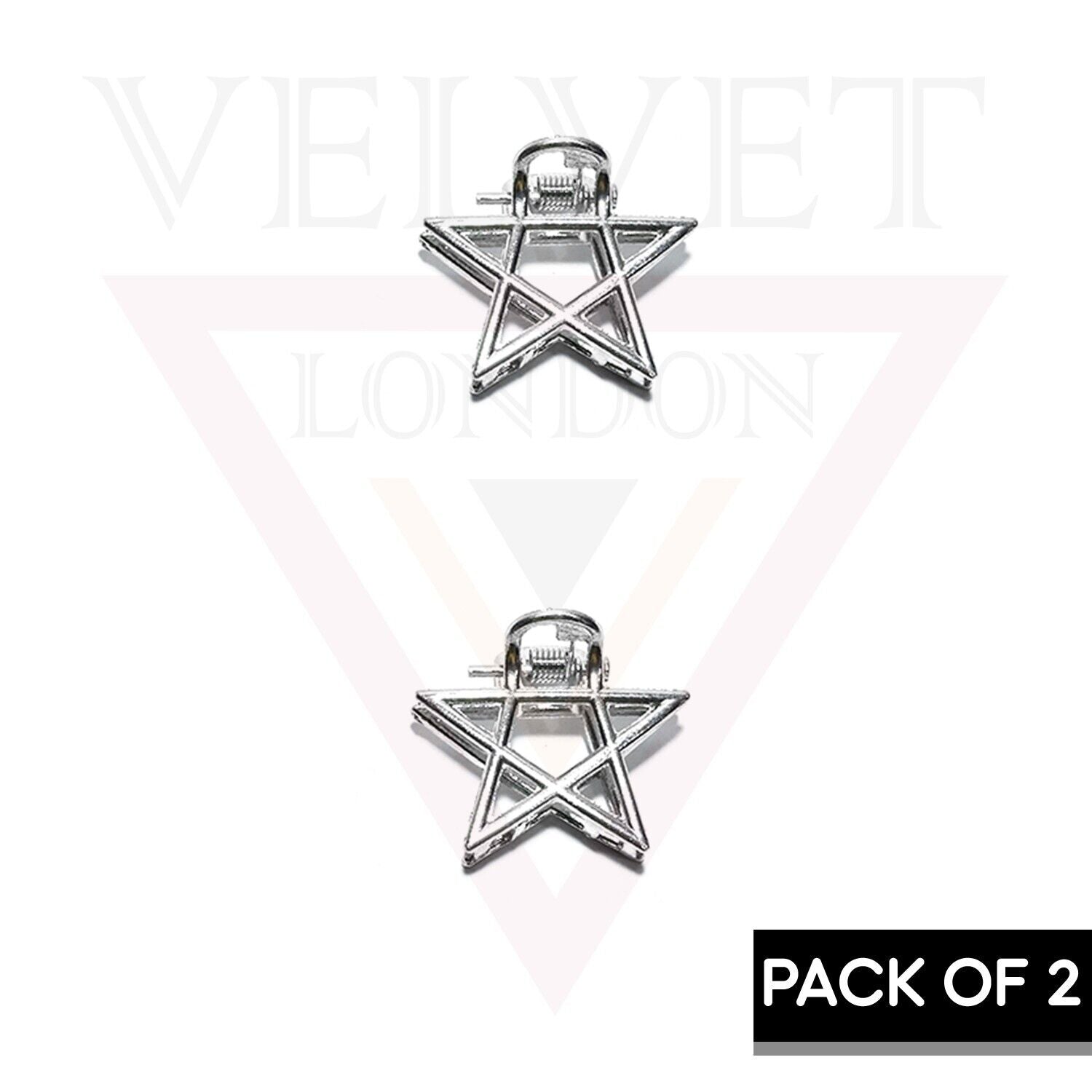 2x Metal Hair Claw Silver Star Clips Non-Slip Tiny Hair Jaw Clamp Accessories