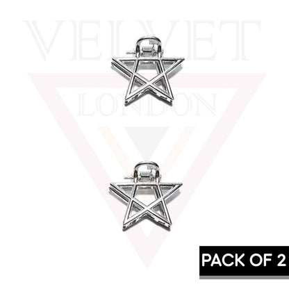 2x Metal Hair Claw Silver Star Clips Non-Slip Tiny Hair Jaw Clamp Accessories