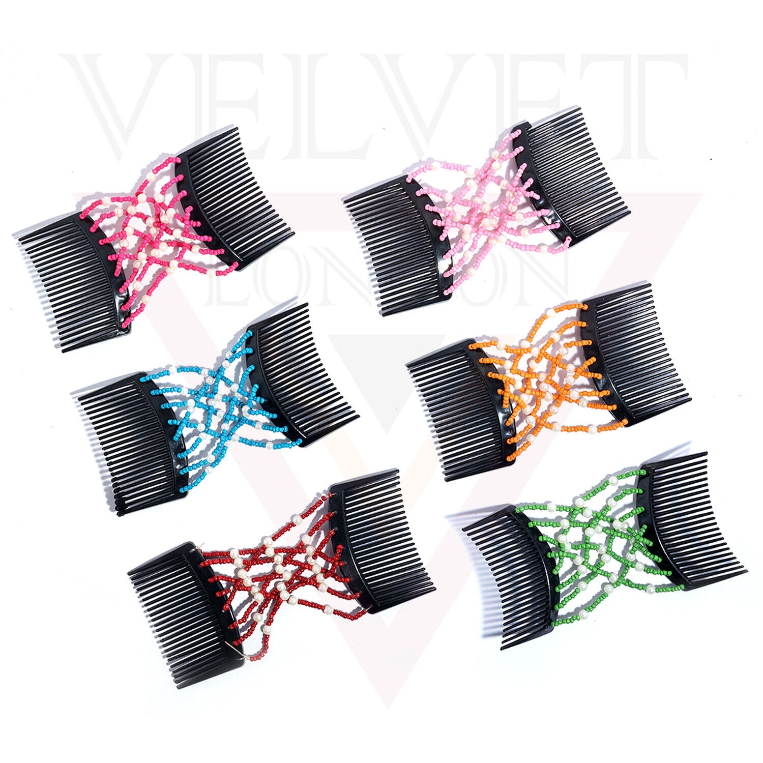 Hair Double Clips Beads Pearl Hair Comb Slides Magic Hair Combs Stretchy Clip UK