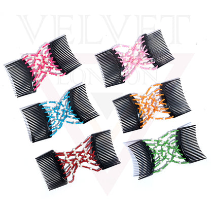 Hair Double Clips Beads Pearl Hair Comb Slides Magic Hair Combs Stretchy Clip UK