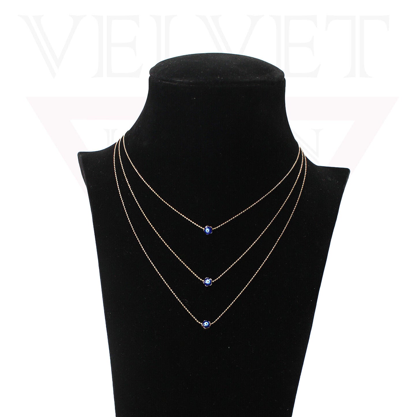 Trendy Golden Multi Layer Chain Necklace Oxidised Evil Eye Pendant Beachwear