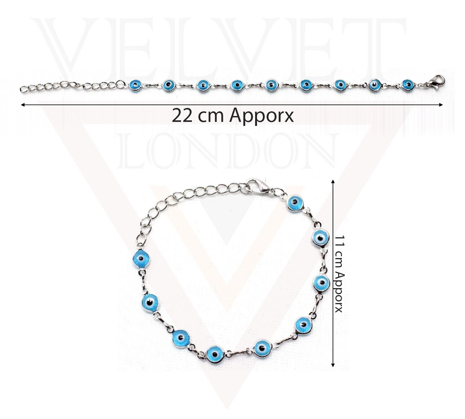Sky Blue Evil Eye Bracelets Anklet Wrist Silver Chain Girl Beach Party Bracelets