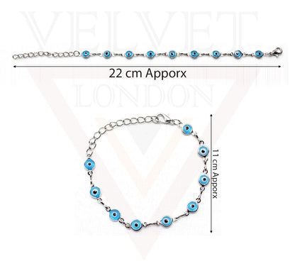Sky Blue Evil Eye Bracelets Anklet Wrist Silver Chain Girl Beach Party Bracelets