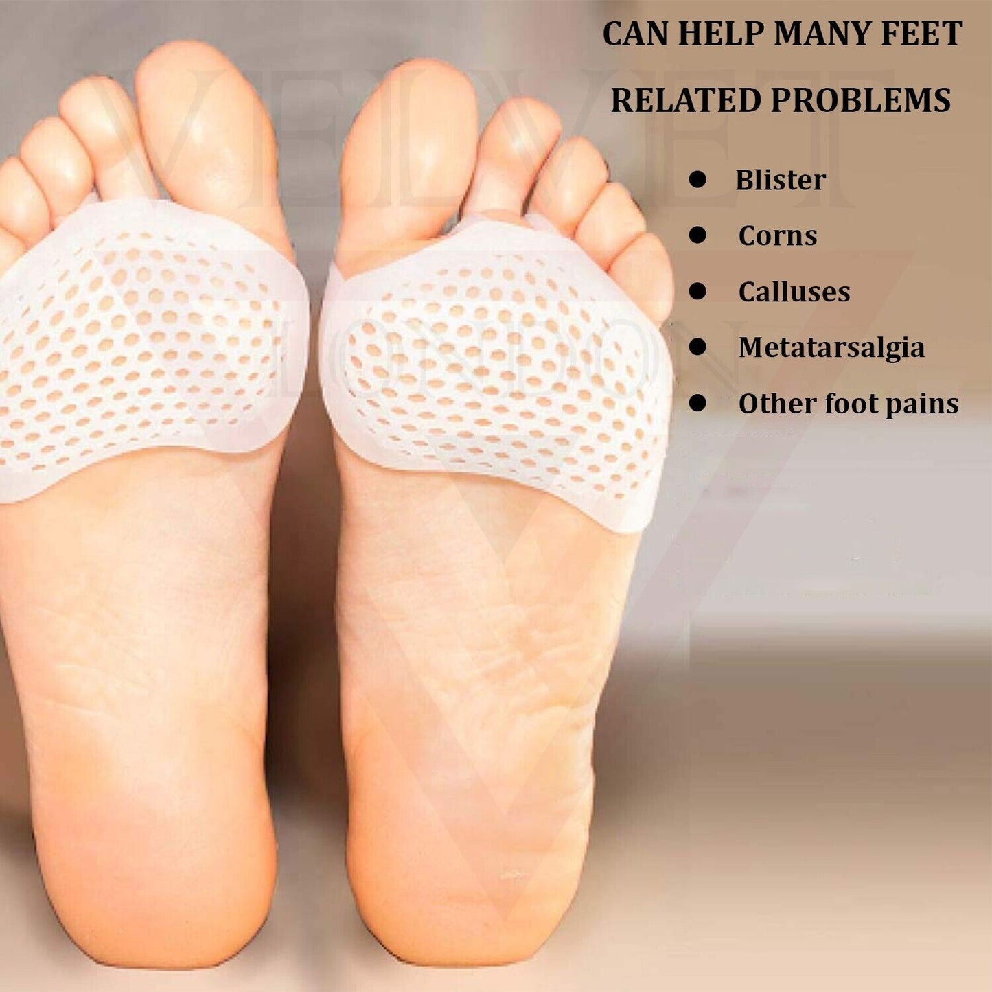3x Gel Ball Of Foot Cushion Pads Insoles Pain Relief Forefoot Metatarsal Support