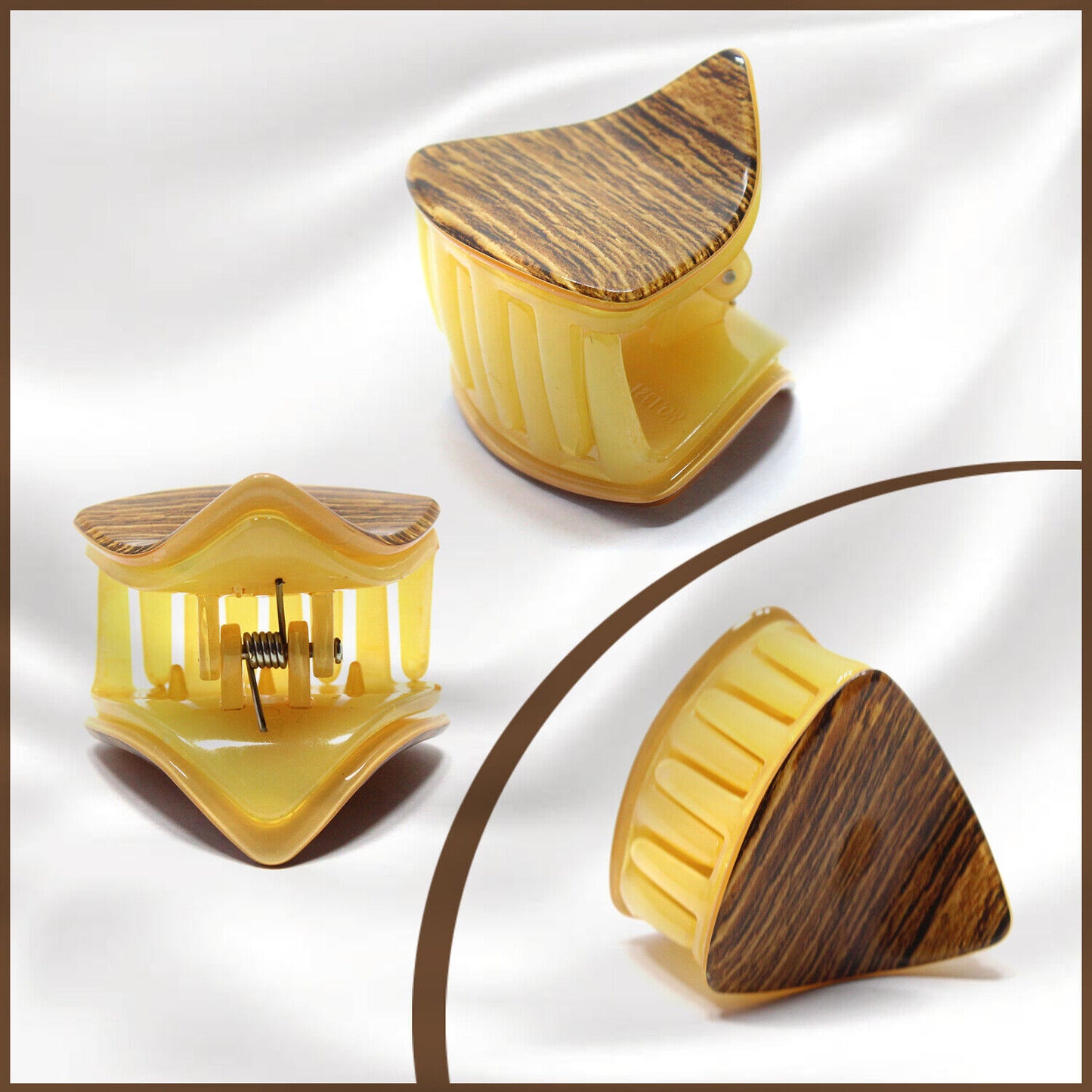 Hair Claw Clips Wooden Effect Clamp Tringle Shape Hairpin Butterfly Barrette