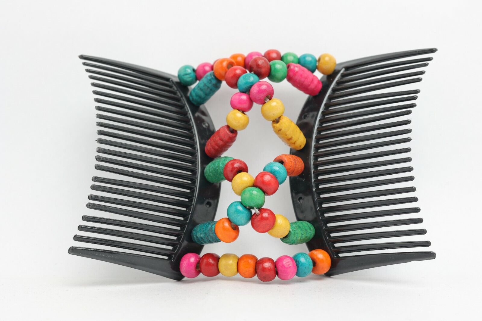 Wooden Beads Magic Hair Combs Stretchy Double Hair Elastic Clips Styling Tool UK