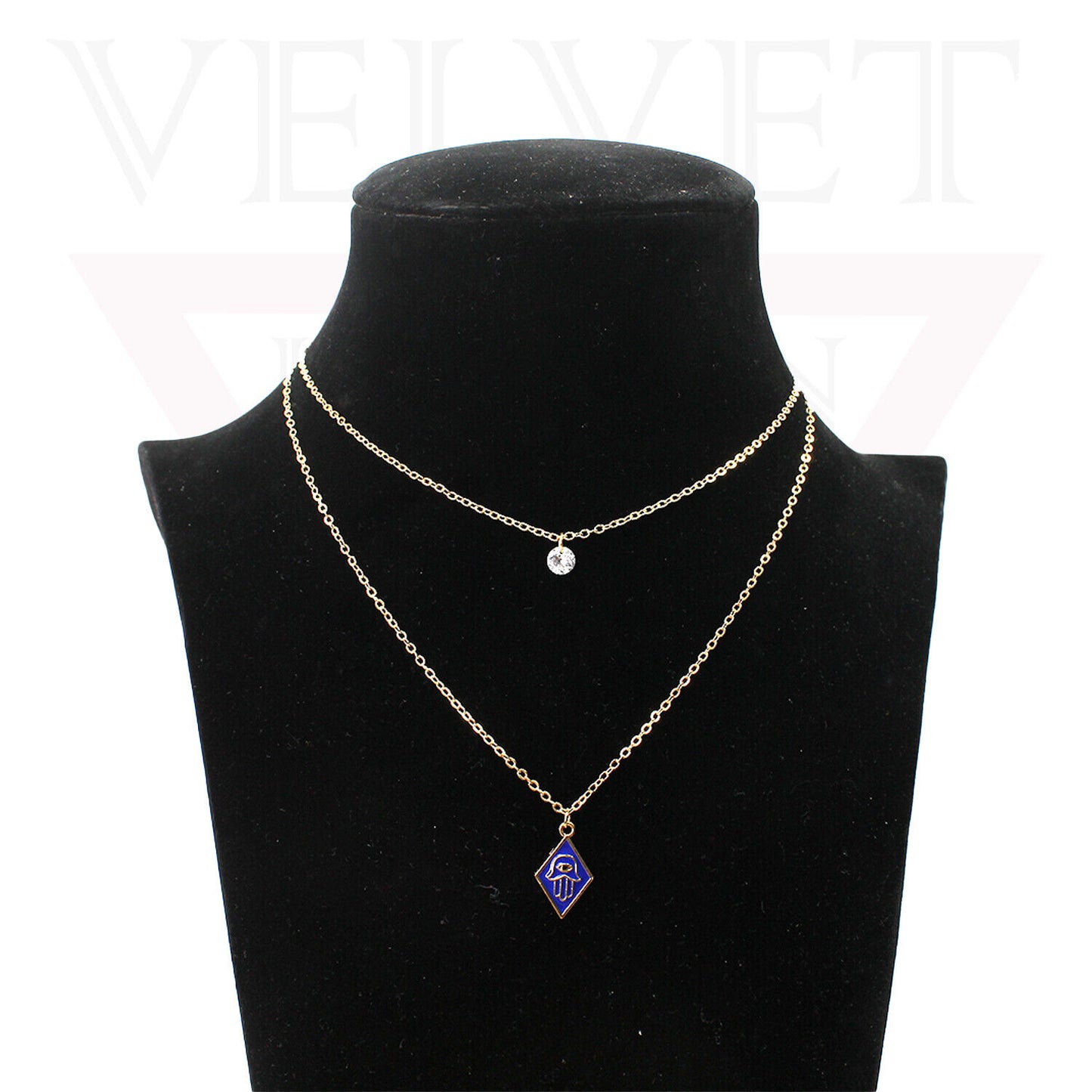 Trendy Golden Multi Layer Chain Necklace Oxidised Evil Eye Pendant Beachwear