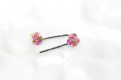 20x Hair Pins Colorful Rose Flower Bobby Pins Hair Clips Metal Grips Slide Pins