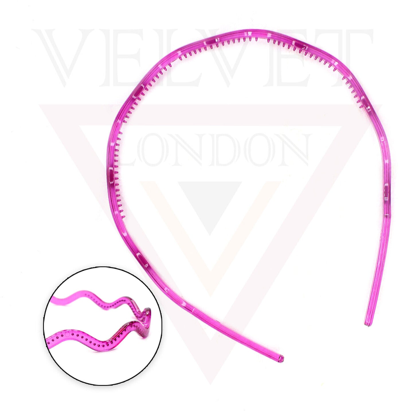 Wavey Hair Band Clear Hair Hoop With Teeth Comb Grip Headband Solid Headwears UK