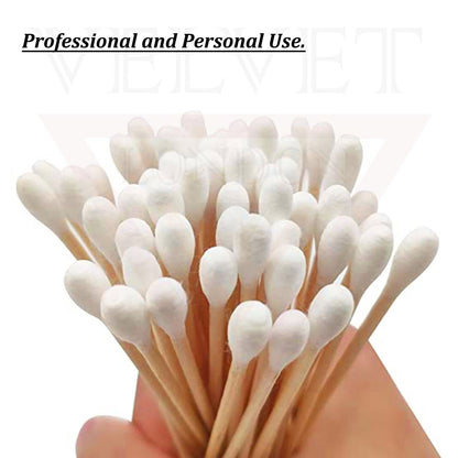 Cotton Buds 200Pcs Cotton Ear Swabs Wooden Handles Ear Cleaning Buds Tips Bamboo