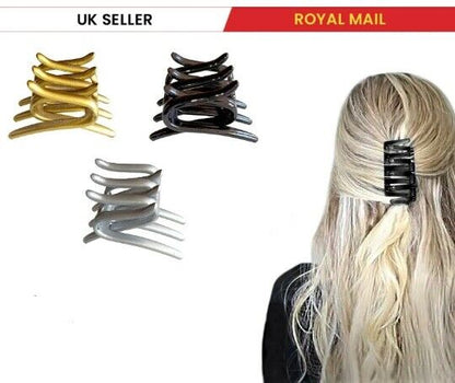 3x Hair Clip French Comb Crab Two Side Interlocking Pin Hair Styling Accessories