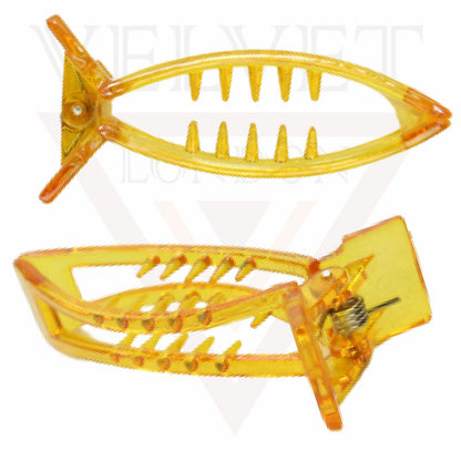 Banana Mirchi Hair Clips Transparent Comb Non-slip Ponytail Holder Clamp Grip