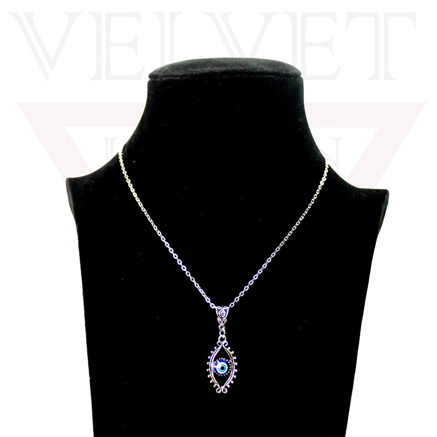 Fashion Silver Evil Eye Charm Pendant Chains Necklace Stylish Oxidised Beachwear