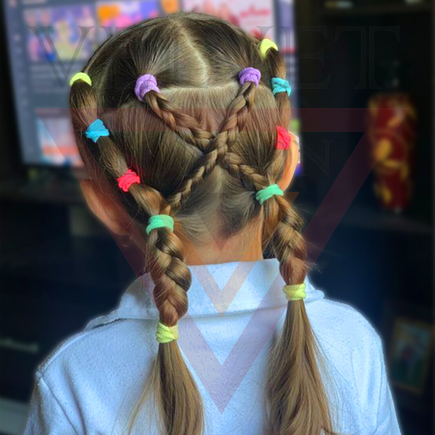 50x Colourful Rubber Bands Children Elastic Hair Bands Rope Hair Ties Ponytail 