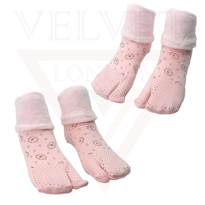 Velvet Socks Pink Warm Cosy Soft Printed Socks Winter Thick Snow Socks Ladies