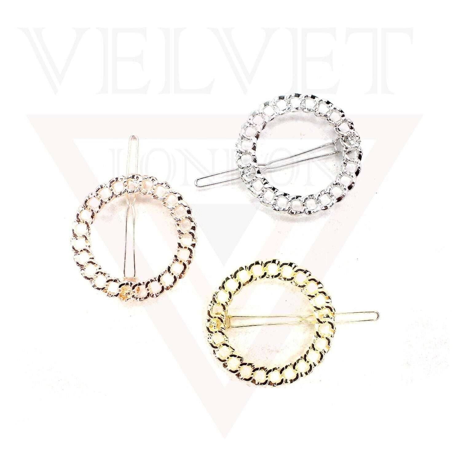 3x Hair Clips Round Sliders Korean Clips Grip Barrettes Hair Styling Accessories