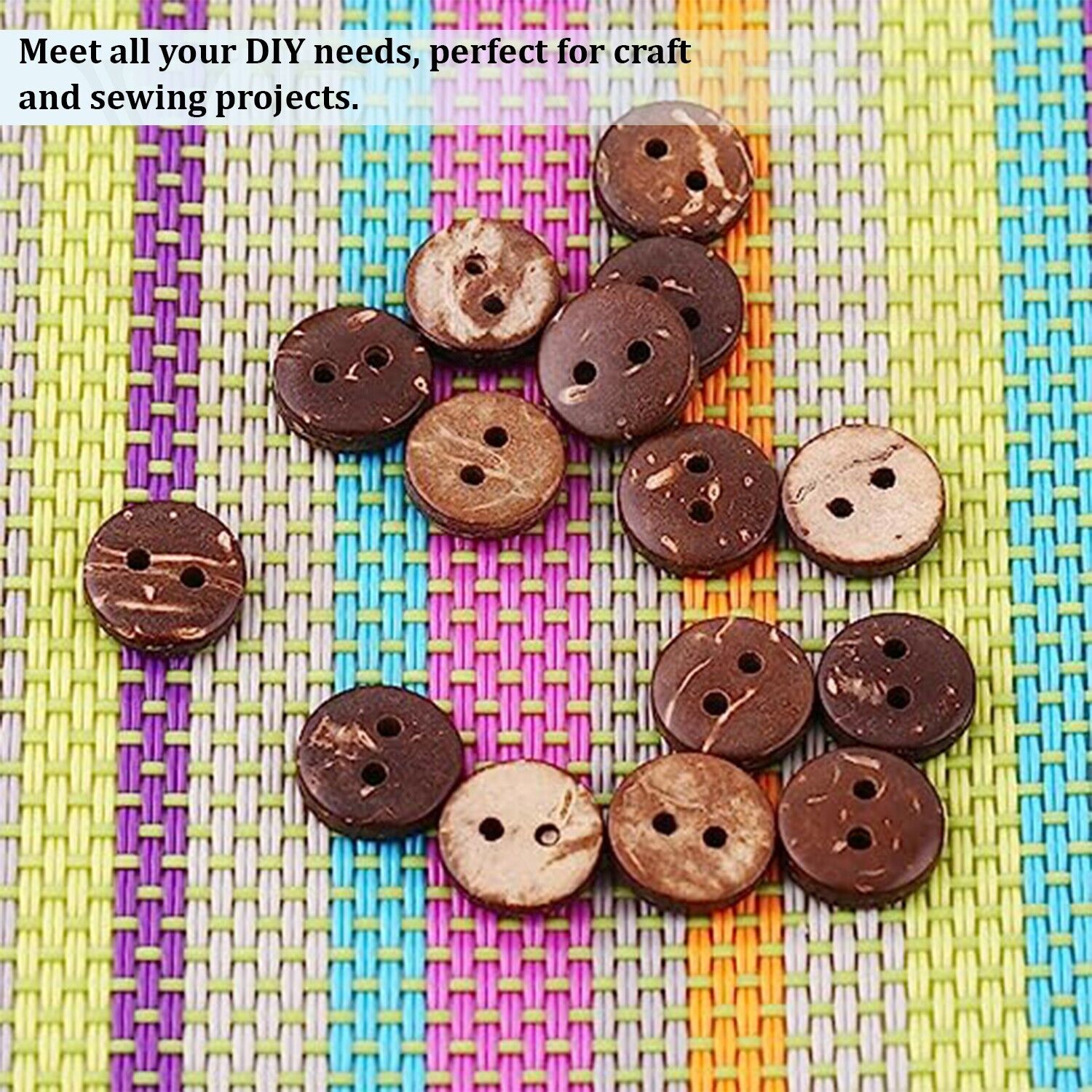 Natural Wooden Round Buttons Craft 2-Hole Sewing Clothing Buttons Art , 15mm