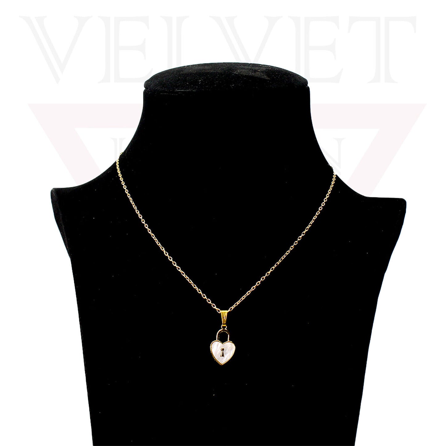 Heart Pendant Necklace Small Colour Lock Golden Chain Vintage Delicate Choker UK