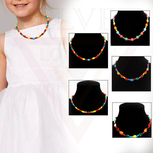 Baby Beads Necklace Rainbow Chunky Geometric Pendant Choker Necklace Girl Charm 