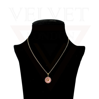 Pendant Necklace Small Colour Golden Sunflower Vintage Delicate Choker Chain