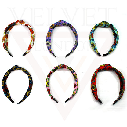 Fabric Headbands Hair Bands Flower Print Elastic Head Wrap Cute Knot Hair Hoop