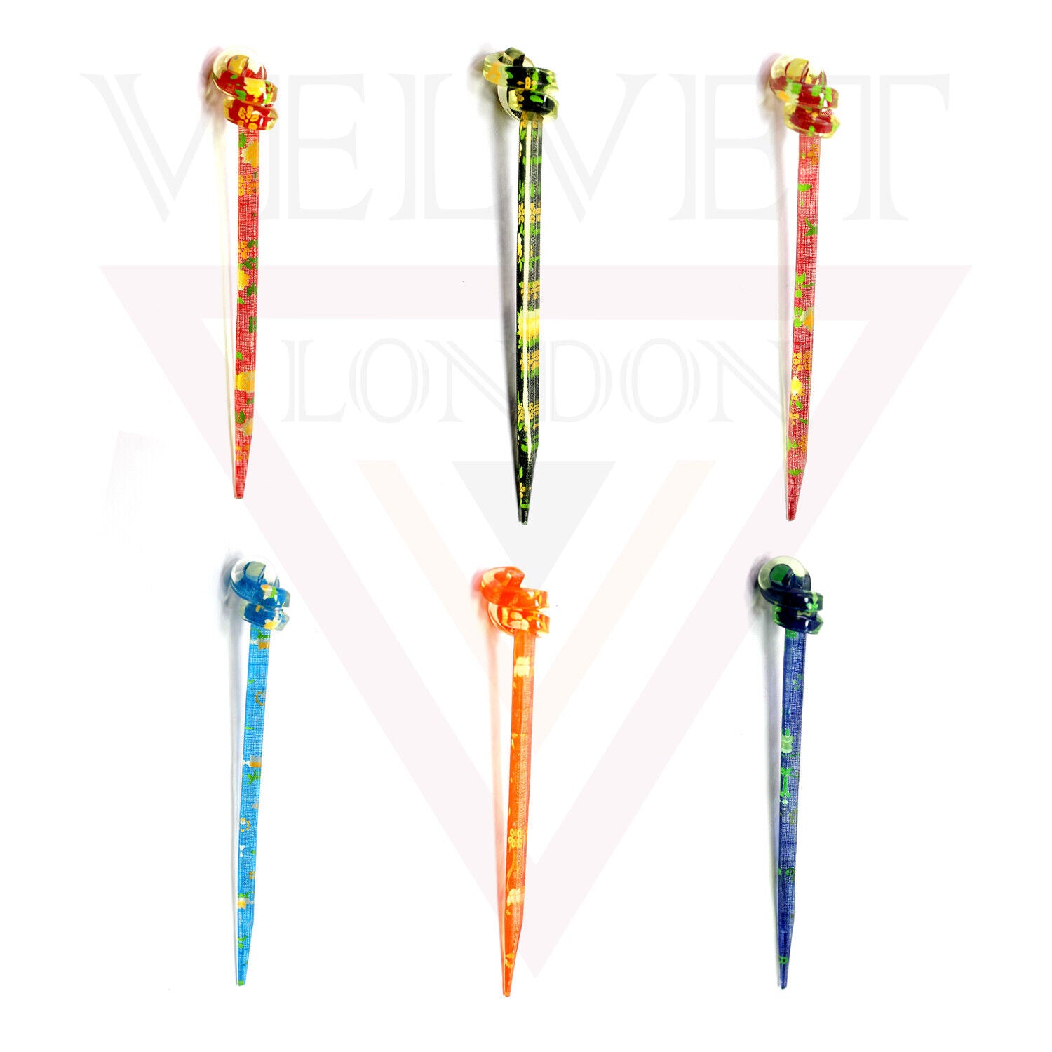 Floral Hair Stick Bun Holder Printed Juda Stick Hair Styling Tool Bun maker