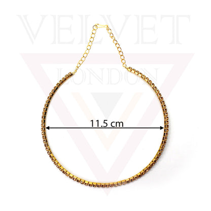 Girls Crystal Necklace Women 1Rows Choker Silver/Gold Partywear/Wedding UK