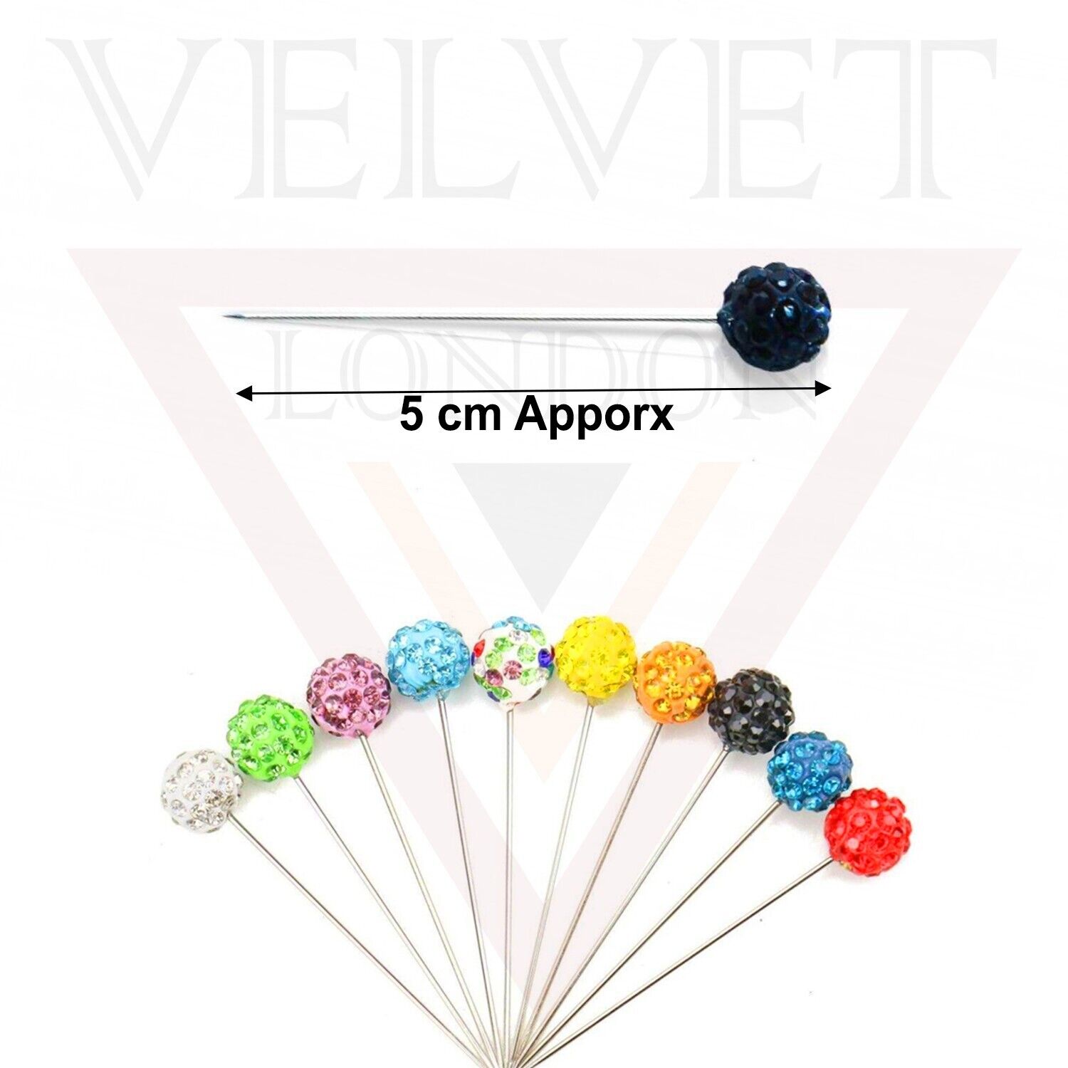 12x Hijab Pins Muslim Brooch Pin Safety Scarf Pin Colourful Crystal Bal Stick UK