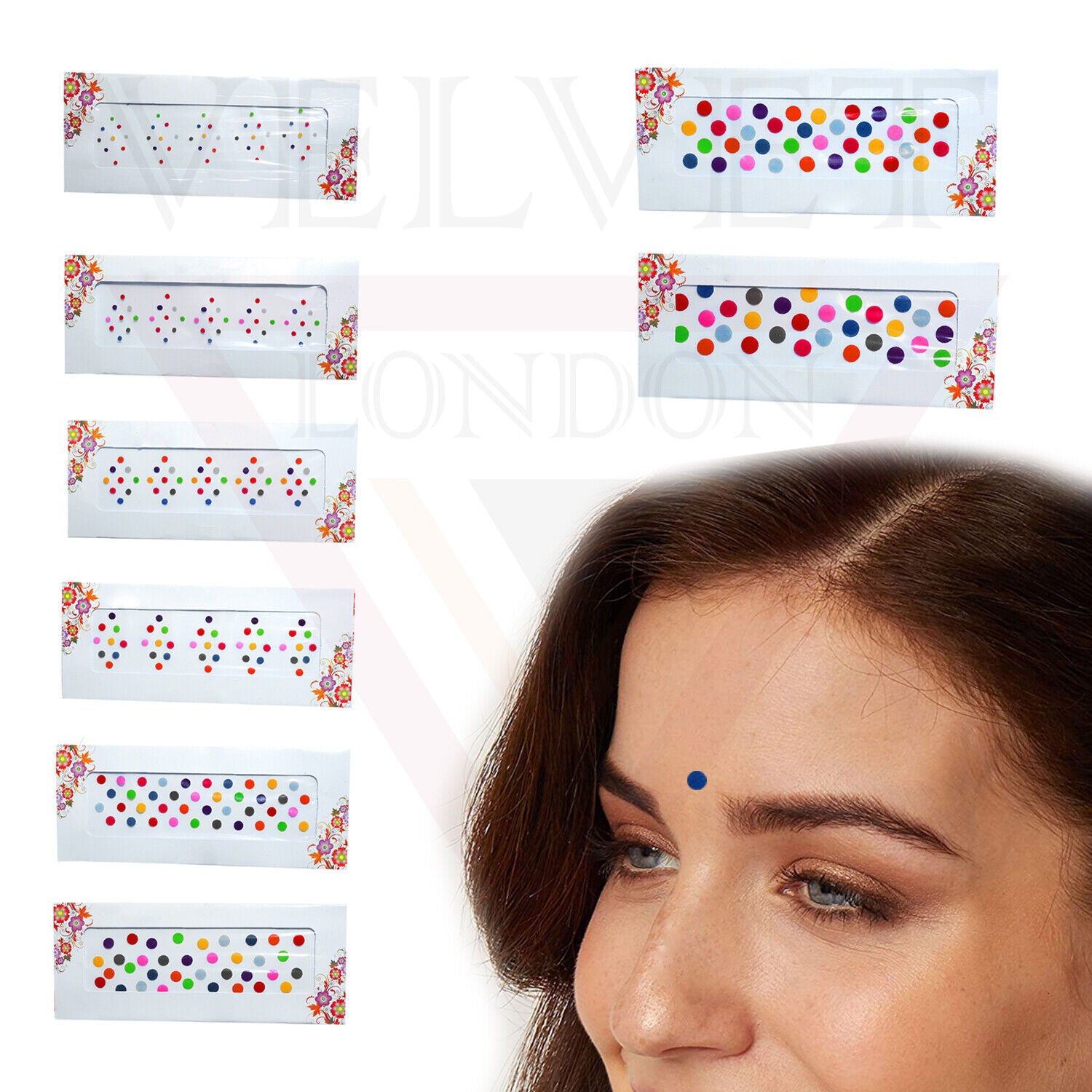 Multi-Colour Plain Round Bindi Indian ForeHead Sticker Tikka Chandla Wedding 