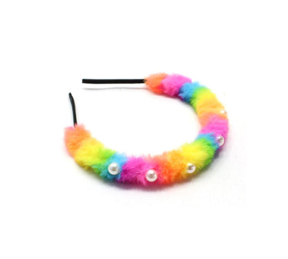 Pearl Hair Bands Fur Headbands Cute Unicorn Hair Hoop Hair Accessories for Girls