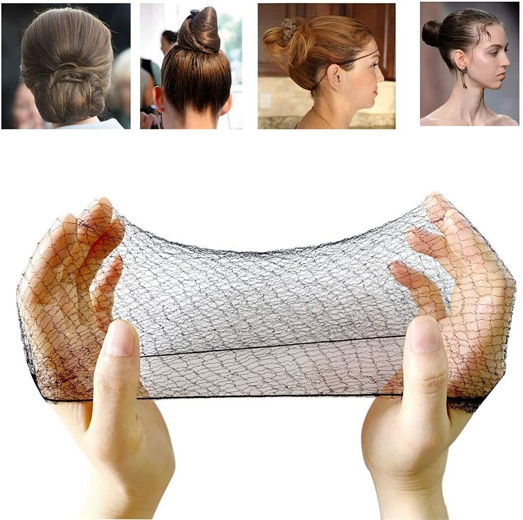 6x Invisible Hair Nets Elastic Edge Fine Mesh Bun Cover Styling Hair Bun Net