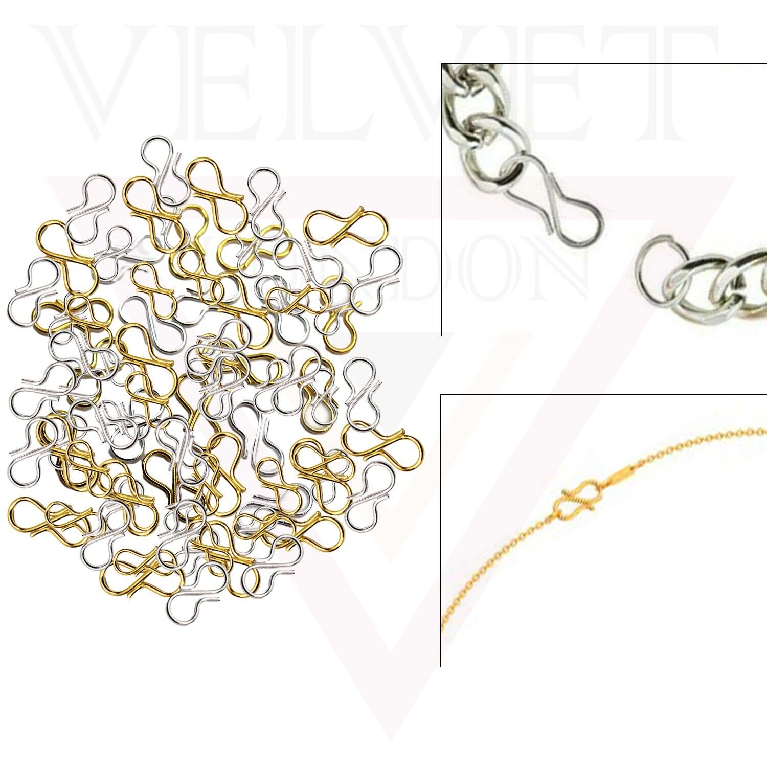 50x Jewellery Making S Hook S-Shaped Hook Clasps Metal Necklace Beacelet Making