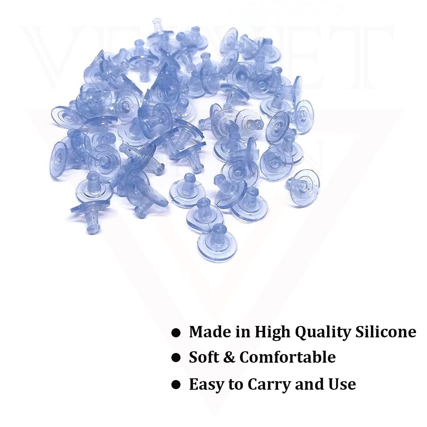 Earring Backs with Pad for Stud Earrings Blue Silicone Safety Back Stoppers