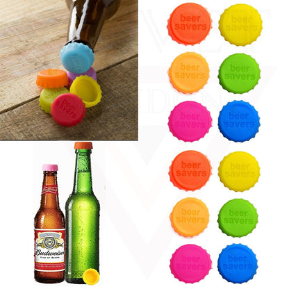 12 Pcs Beer Savers Caps Bottle Cap Silicone Beer Reusable Bottle Stoppers Wine