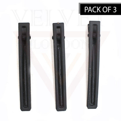 3pcs Black Hair Clips Metal Hairdressing Salon Duck Teeth Clips Crocodile Slide