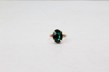 Finger Ring Big Crystal Stone Stretch Rings Golden Oval Diamond Gemstone Ladies