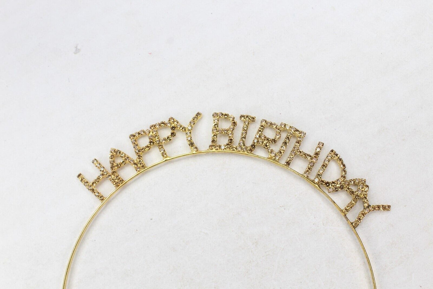 Happy Birthday Headband Golden Hair Hoop Hairband Rhinestone Princess Crown