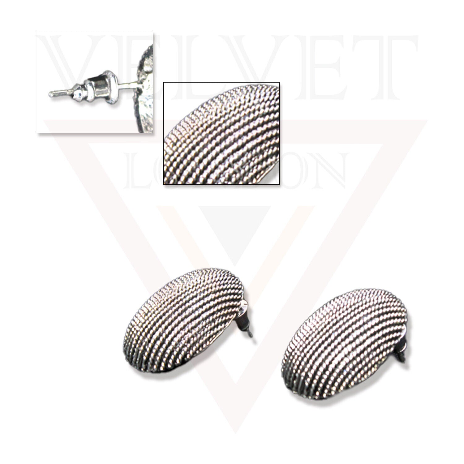 Retro Silver Oxidized Stud Earring Geometric Black Ear Stud Anitque Jewellery