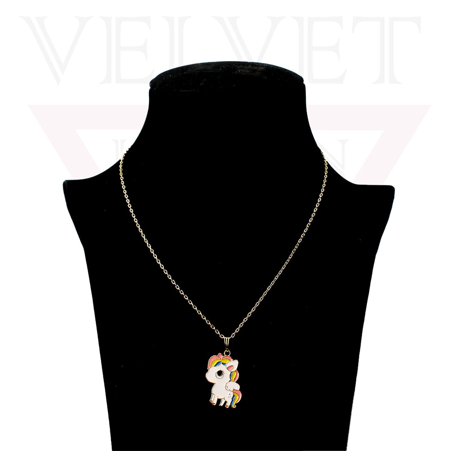 Unicorn Pendant Necklace Small Colour Golden Chain Vintage Delicate Choker