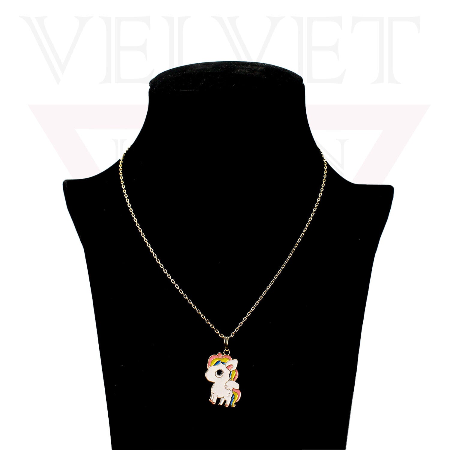 Unicorn Pendant Necklace Small Colour Golden Chain Vintage Delicate Choker