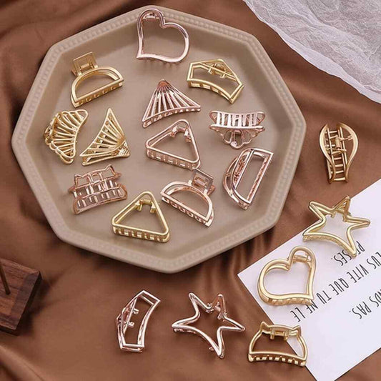 Golden Mini Hair Claw Metal Tiny Hair Jaw Clips Hair Clamp Small Barrattes 2pcs