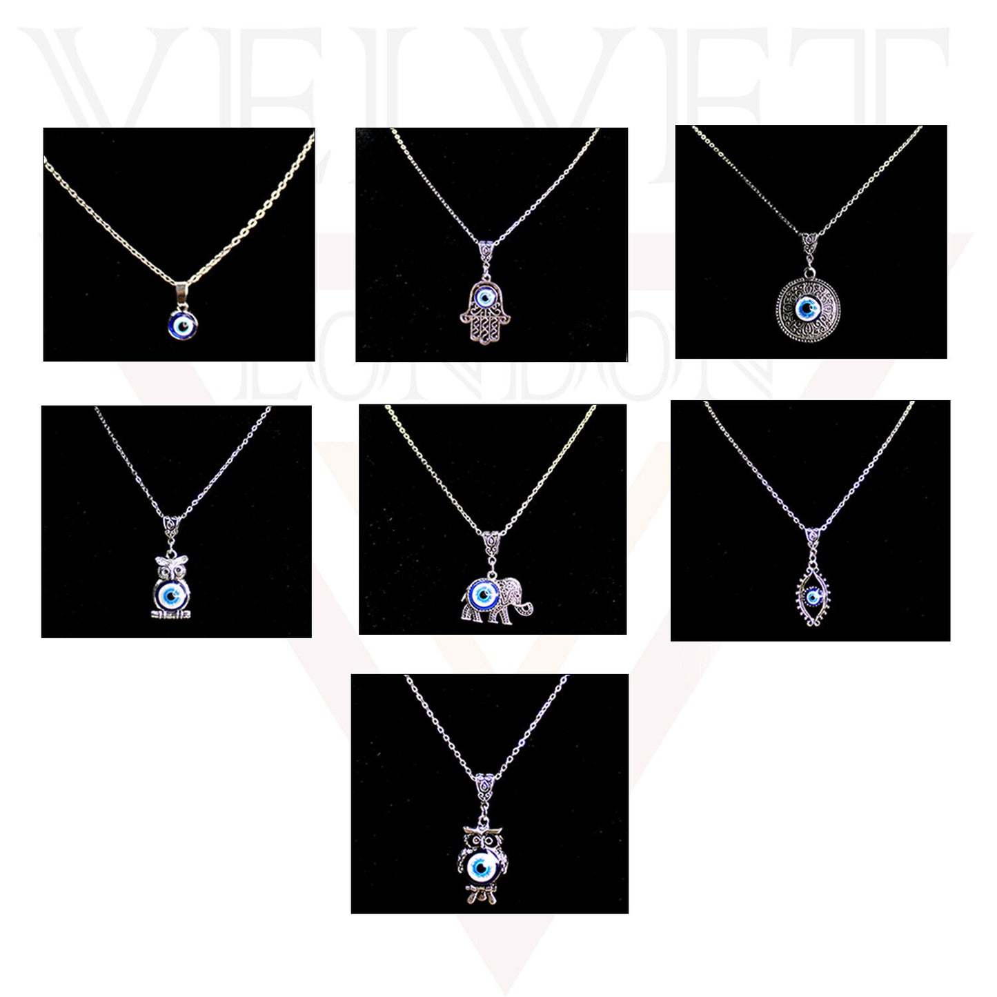 Fashion Silver Evil Eye Charm Pendant Chains Necklace Stylish Oxidised Beachwear