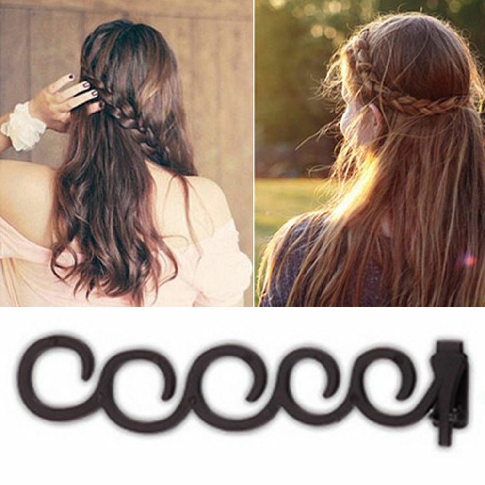 2pcs French Hair Braiding Tool Roller With Hook Twist Styling Bun Maker Clips