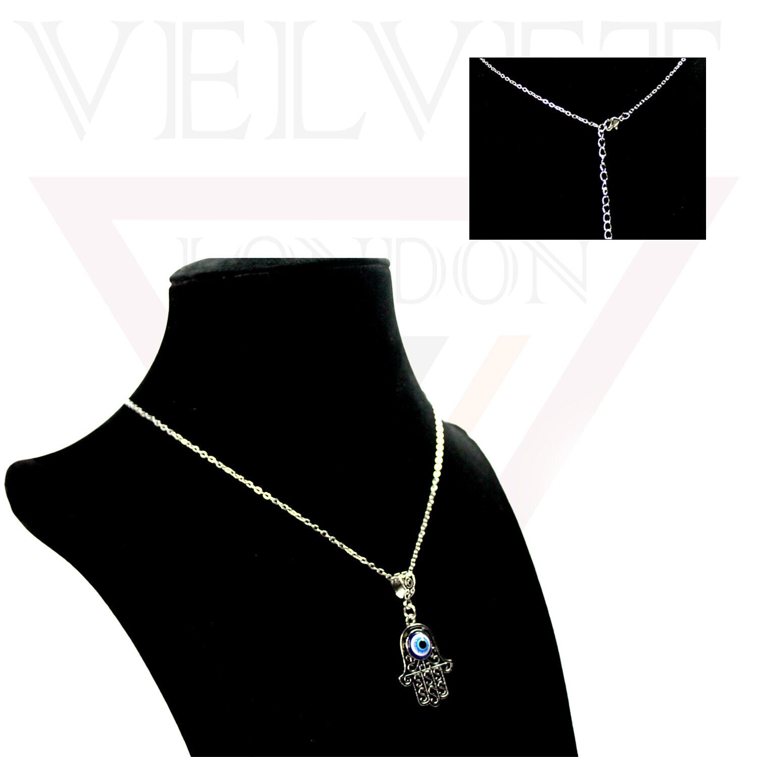 Fashion Silver Evil Eye Charm Pendant Chains Necklace Stylish Oxidised Beachwear