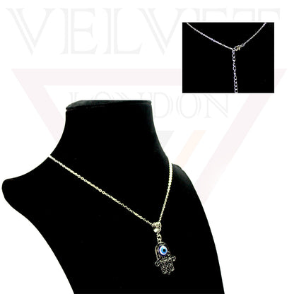 Fashion Silver Evil Eye Charm Pendant Chains Necklace Stylish Oxidised Beachwear