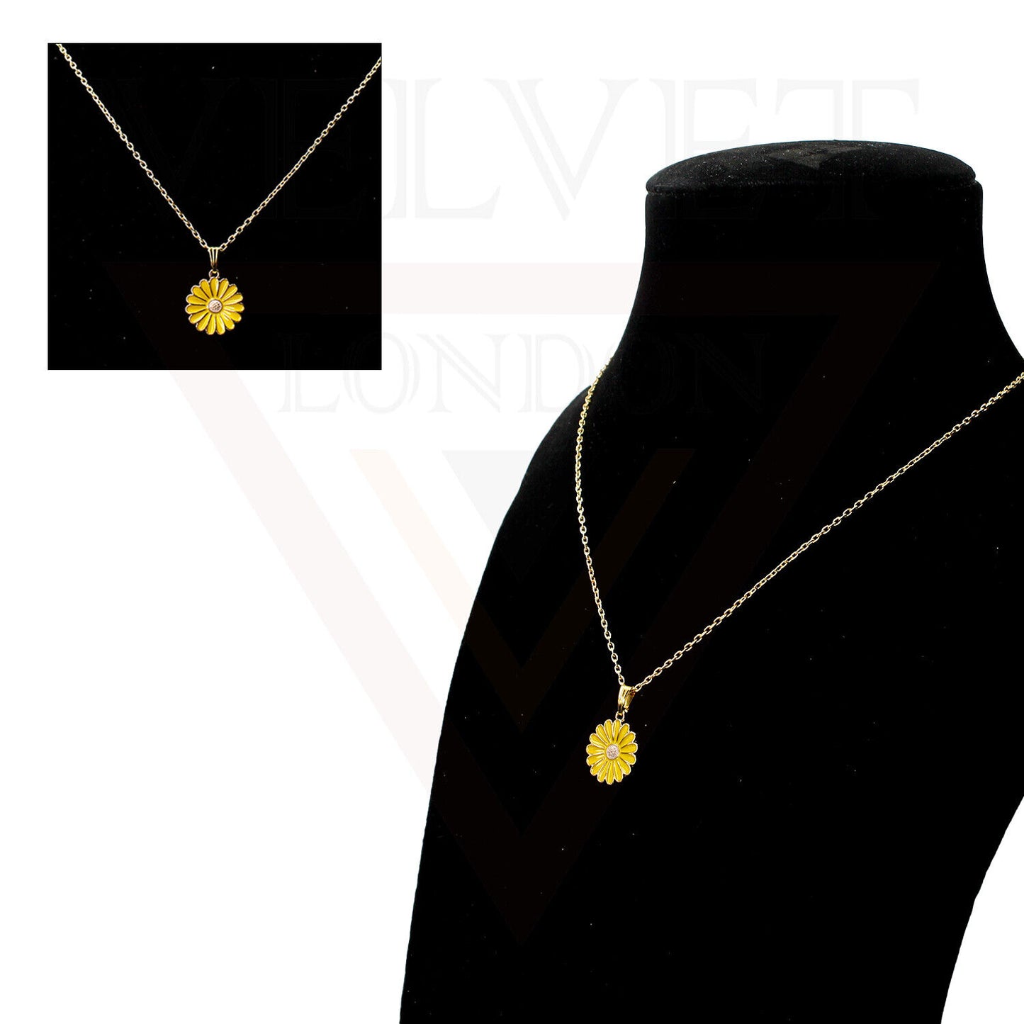 Pendant Necklace Small Colour Golden Sunflower Vintage Delicate Choker Chain