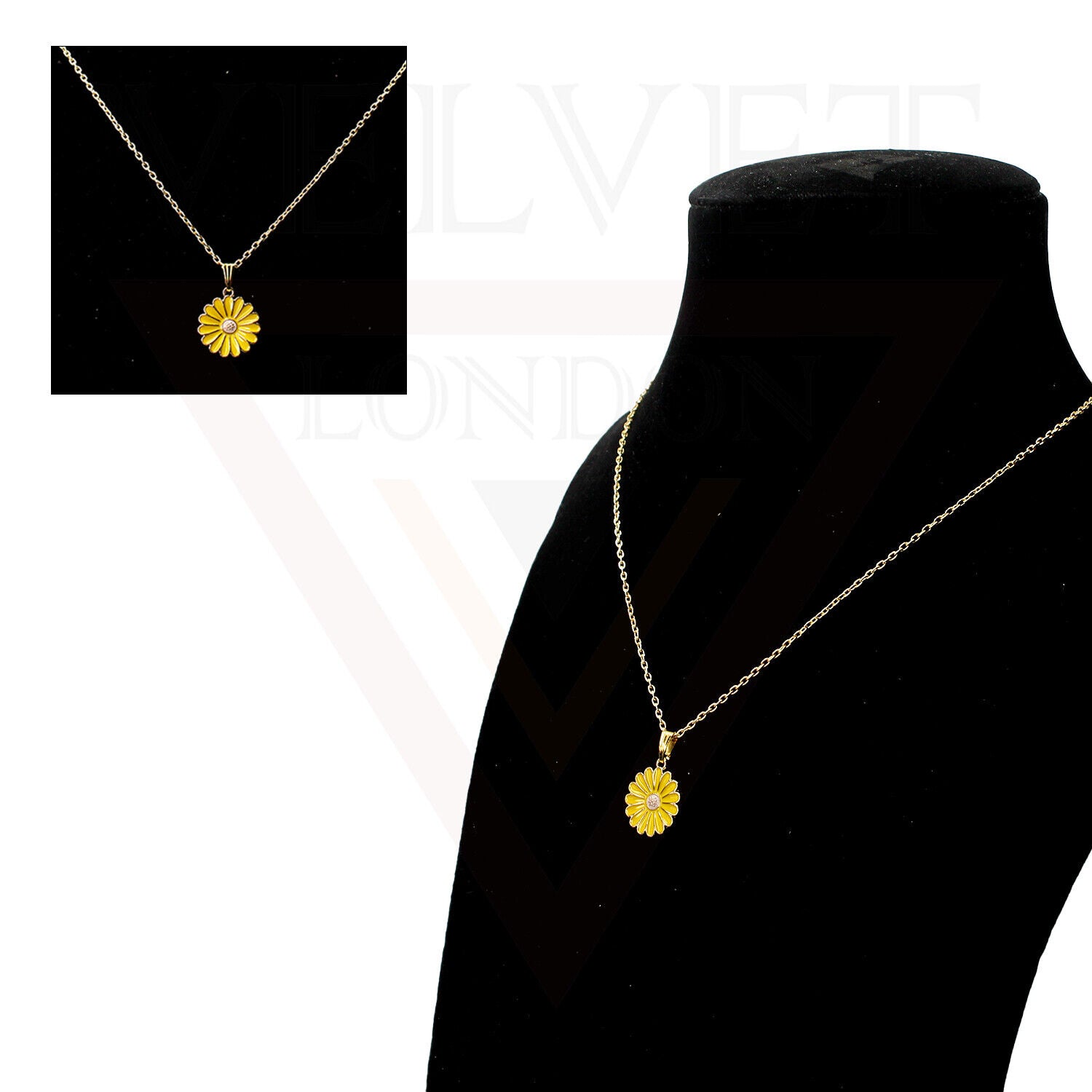 Pendant Necklace Small Colour Golden Sunflower Vintage Delicate Choker Chain