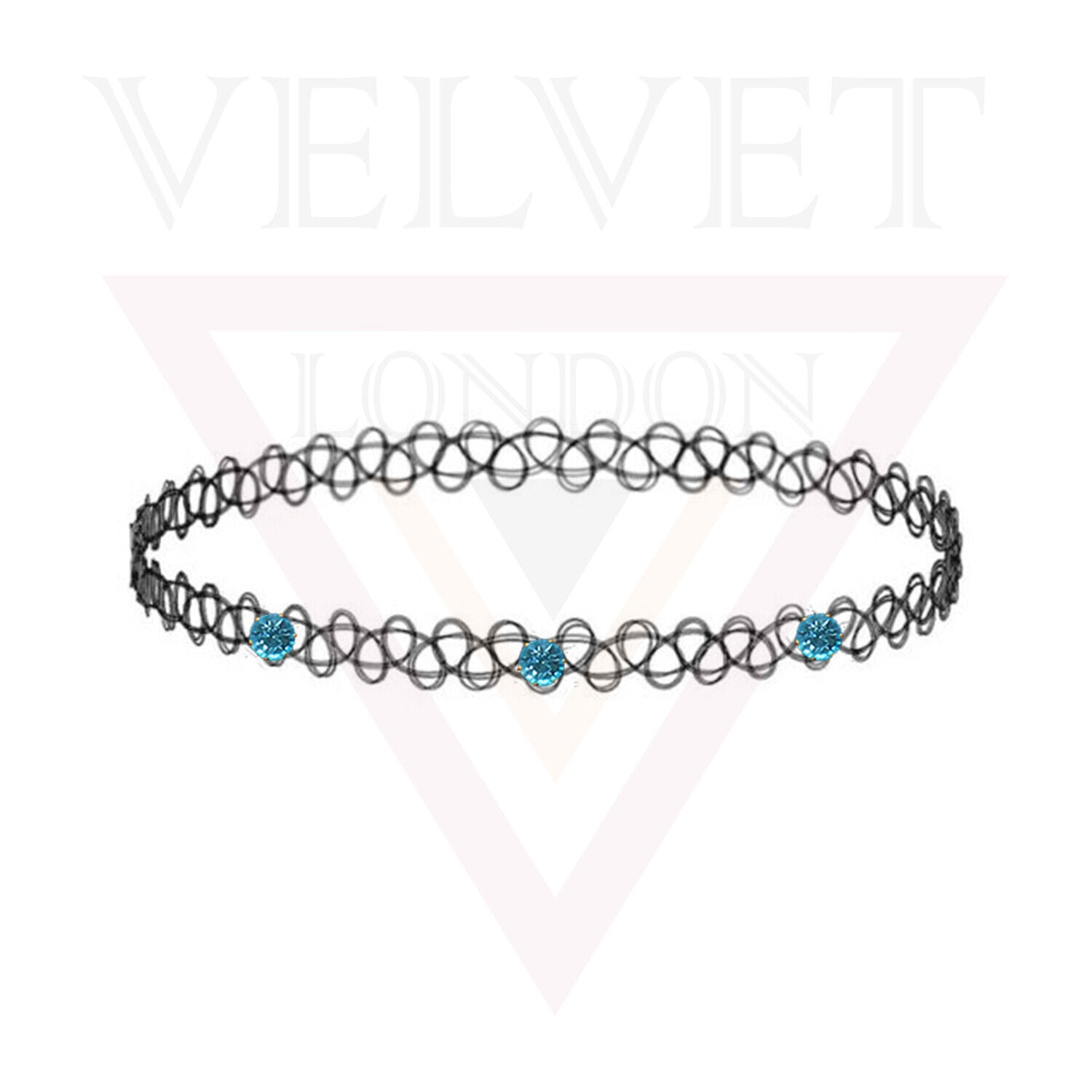 Retro Style Tattoo Necklace Diamond Black Stretch Elastic Choker Classic Stretch